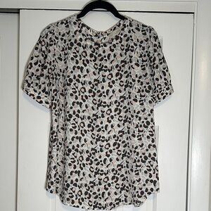 Loft Women's Leopard Print Top - Black, Pink, Gray, & White